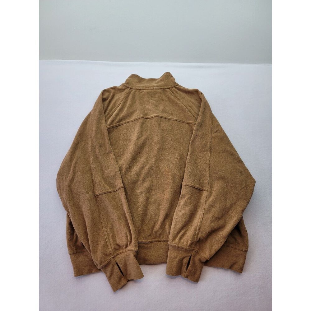 Aerie Offline Jacket‎ Womens XL Fleece Full Zip Soft Brown Thumb Holes - Picture 3 of 9